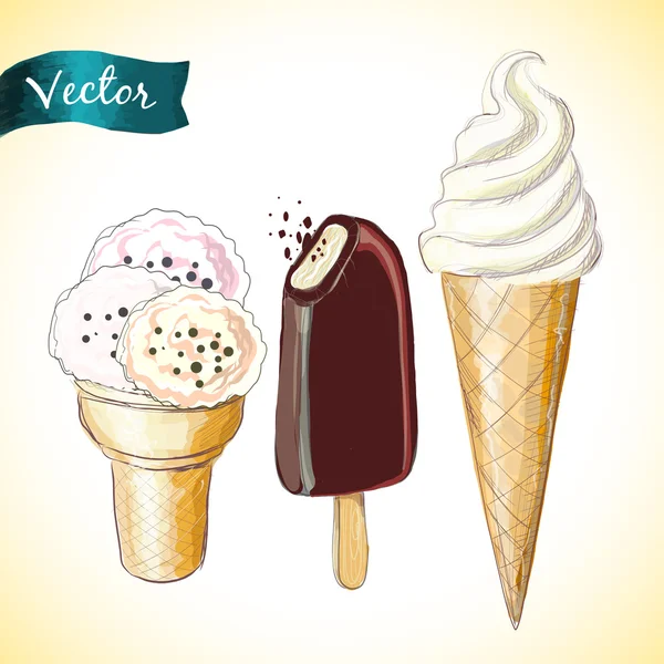 Crèmes glacées ensemble — Image vectorielle