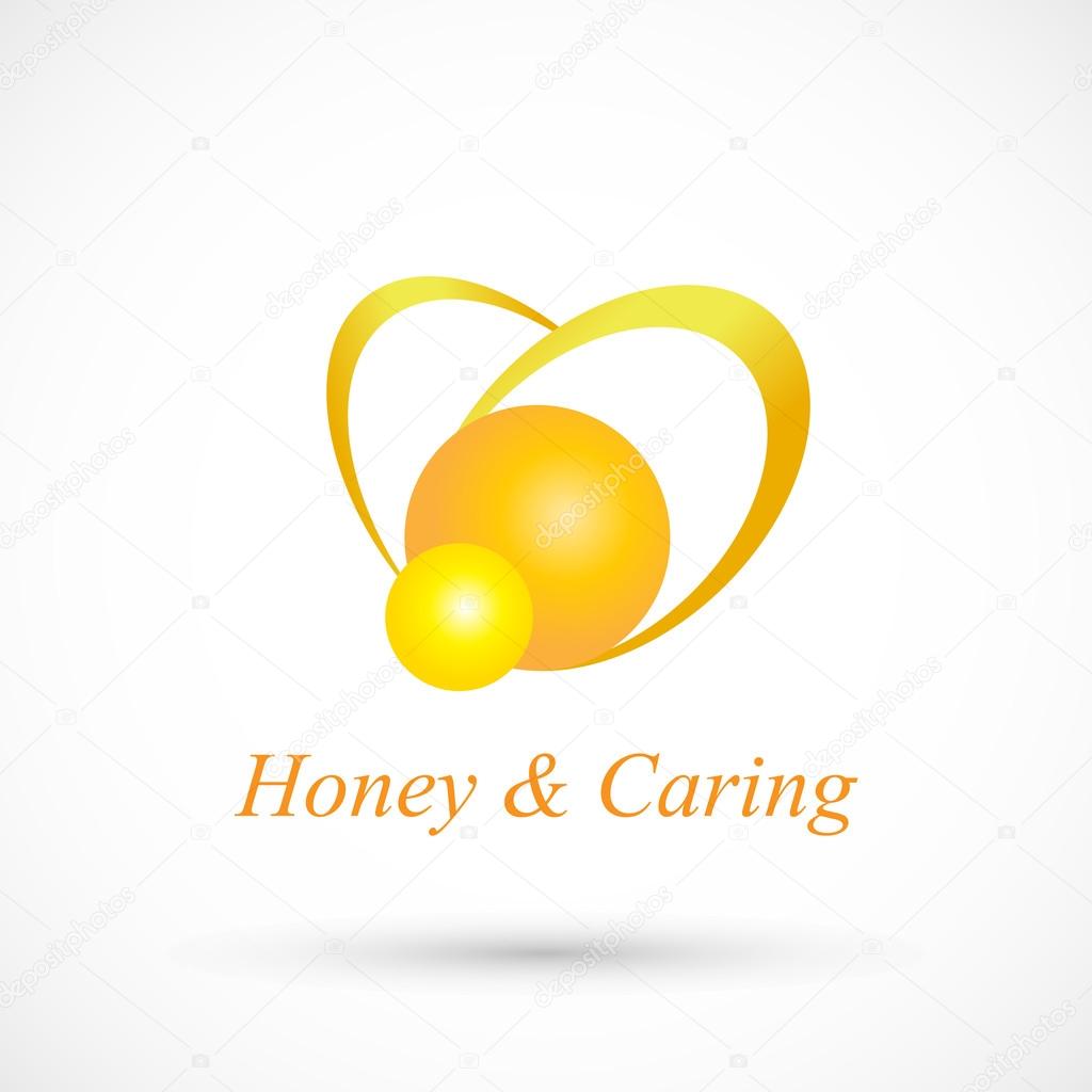 Yellow bee and heart  logo vector illustration