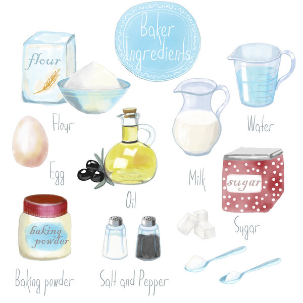 baker ingredients set