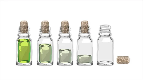 Κενό Γυάλινο Μπουκάλι Χέρι Ζωγραφισμένα Εικόνα Απομονώνονται Λευκό Διάνυσμα Βάση — Διανυσματικό Αρχείο