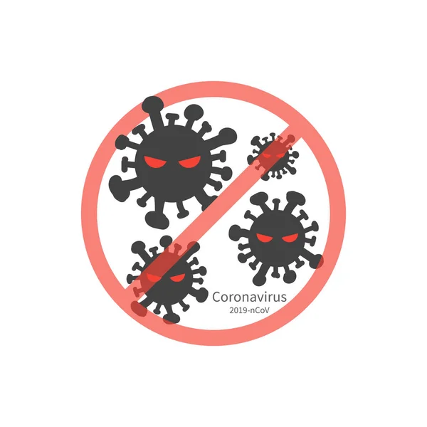 Coronavirus Rojo Señal Stop Con Ojo Rojo Icono Prohibición Concepto — Vector de stock