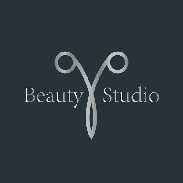 Tesoura Logotipo Salão Beleza Estúdio Corte Cabelo Sinal Luxo — Vetor de Stock