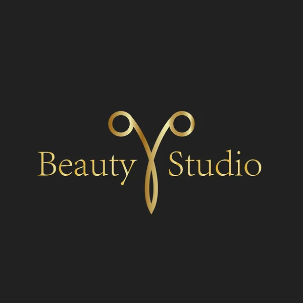 Tesoura Logotipo Salão Beleza Estúdio Corte Cabelo Sinal Luxo — Vetor de Stock