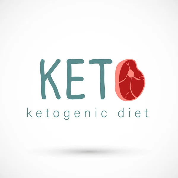 Keto Diet Logo Meat Steak Red Ketogenic Food Sign Vector — Stock Vector