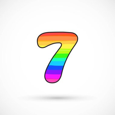 Gökkuşağı yedi numara yuvarlak şekilli çizgi film stili çok renkli vektör spektrum çizgisi parlak sembol