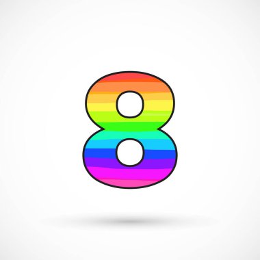 Gökkuşağı sekiz numara yuvarlak şekilli çizgi film stili çok renkli vektör spektrum çizgisi parlak sembol