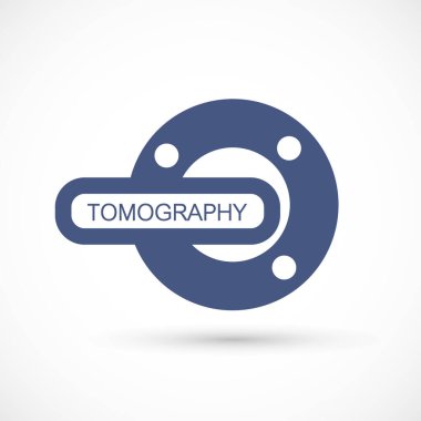 MRI tanısal vektör logosu. Manyetik rezonans görüntüleme makinesi. Tomografi sembolü çizimi. Bilgisayarlı tomografi tarayıcısı. Beyaz arkaplanda logotype