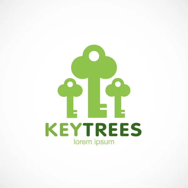 Drzewa Klucz Zielony Logo Szablon Wektor Ilustracja — Wektor stockowy