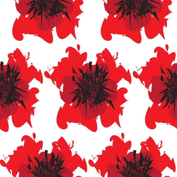 赤いケシのシームレスなパターン — ストックベクタ