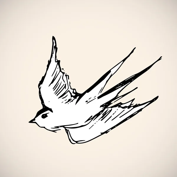 Verf inkt vogel — Stockvector