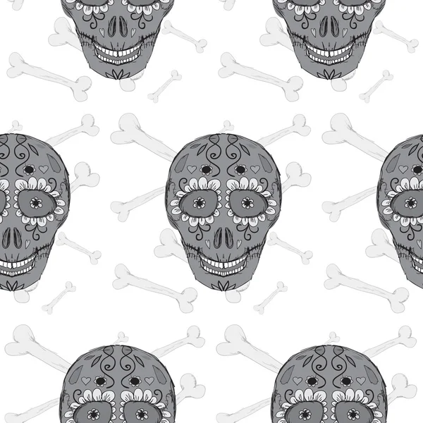 Naadloos patroon met schedels — Stockvector