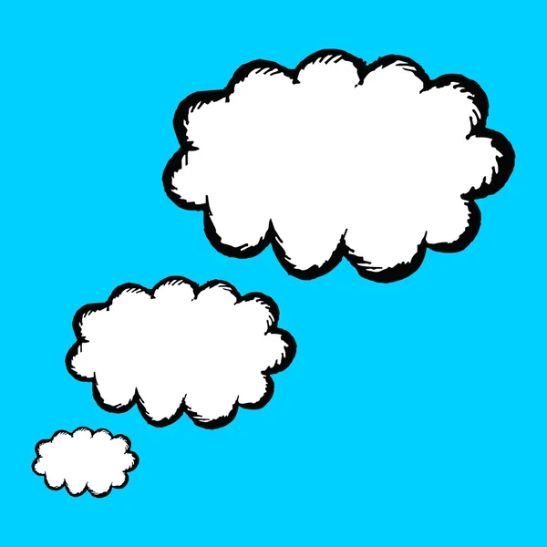 Three clouds on a sky background — Stock Vector