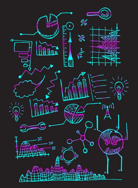 Info Grafik Tinte Set Neon — Stockvektor