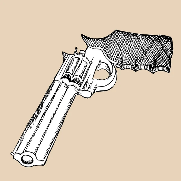 Rysunek tuszem pistolet — Wektor stockowy