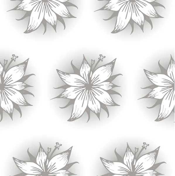 Ink seamless lily pattern — Stock Vector