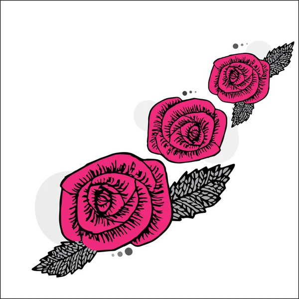三本の赤いバラ — ストックベクタ