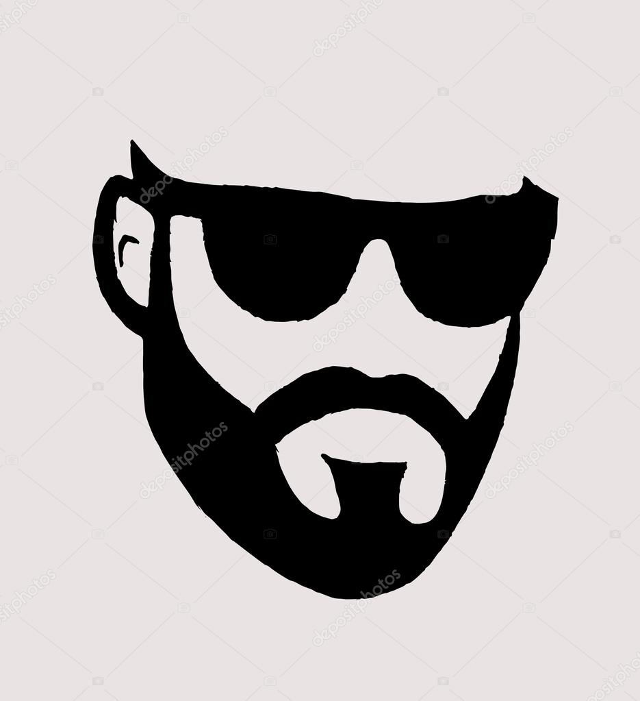 Silhouette of a man with a beard, vector illustration