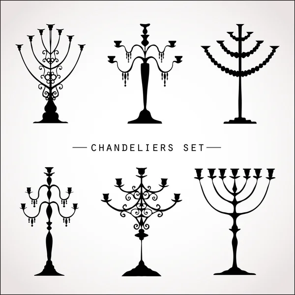 Set of six candelabrums — Stock Vector