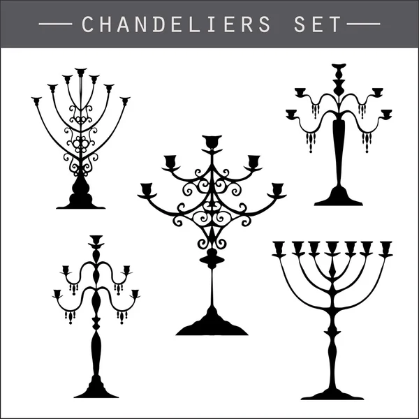 Set of six candelabrums — Stock Vector