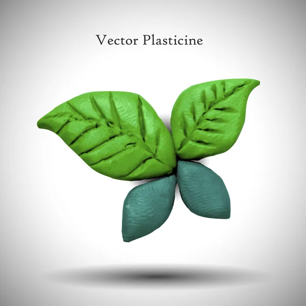 Hojas verdes de plastilina — Vector de stock