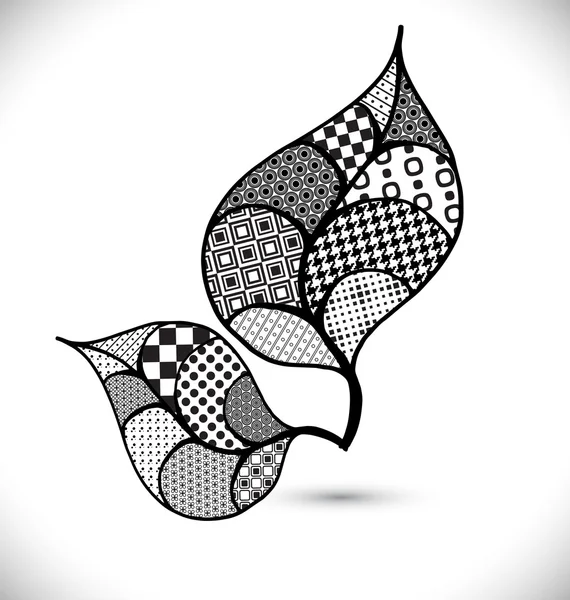 Feuilles grises à motifs — Image vectorielle