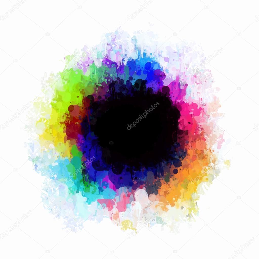 Colored paint splashes circle