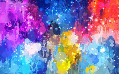 Colorful brush strokes background and sparks