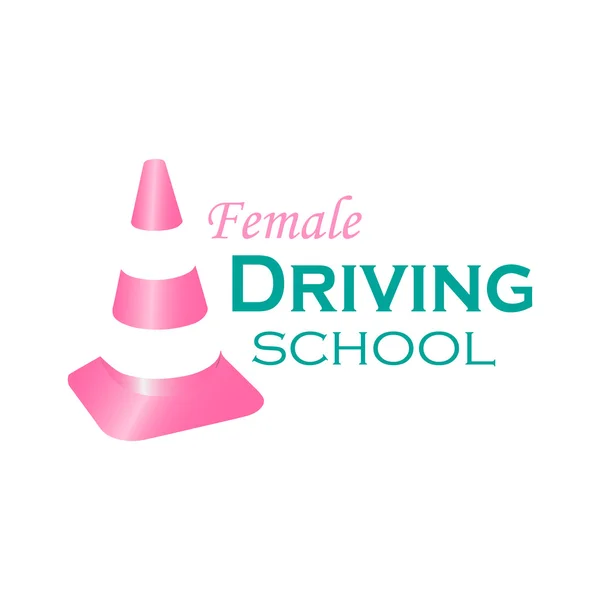 Logo escuela de conducción femenina — Vector de stock