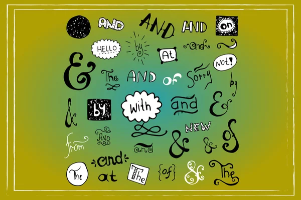 Set of ampersands and catchwords — Stock Vector