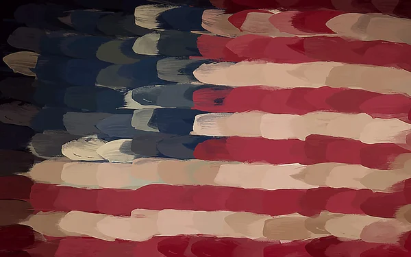 Amerikanska flaggan målad oval borste — Stock vektor
