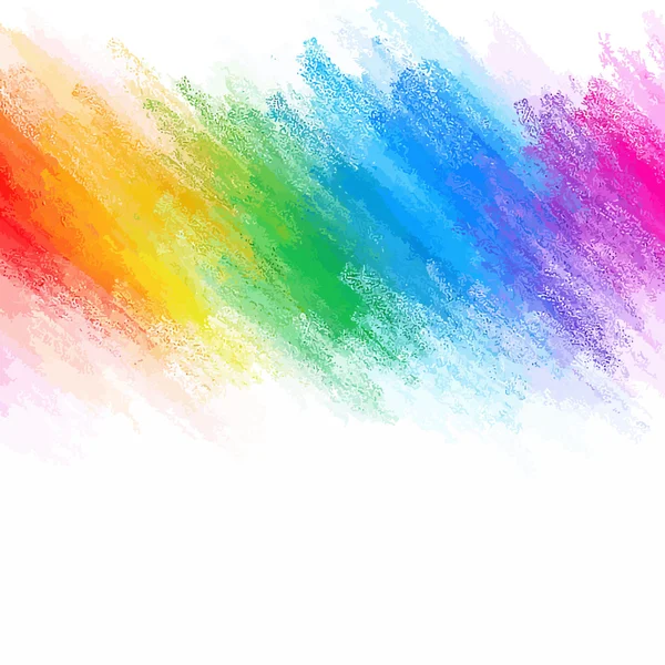 Arco iris tiza cepillo trazos fondo — Vector de stock