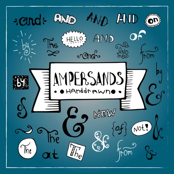 Colección ampersands dibujados a mano — Vector de stock