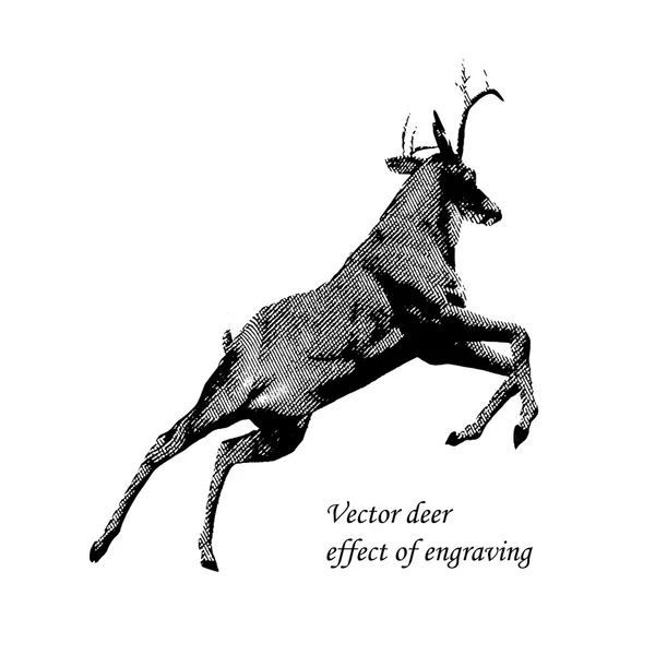 鹿ジャンプ彫刻の効果 — ストックベクタ