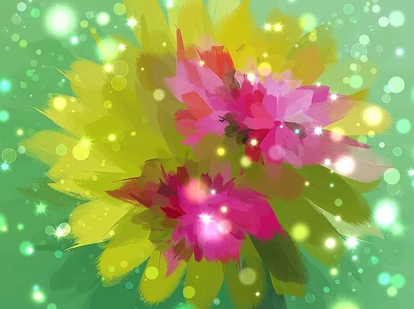 Fleur rose coups de pinceau — Image vectorielle