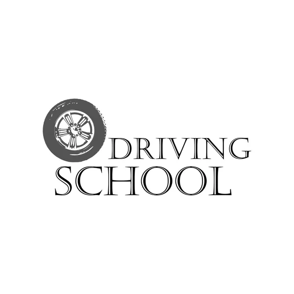 Logo gris escuela de conducción — Vector de stock