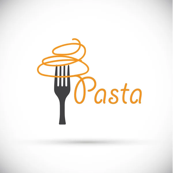 Tenedor logo con pasta — Vector de stock