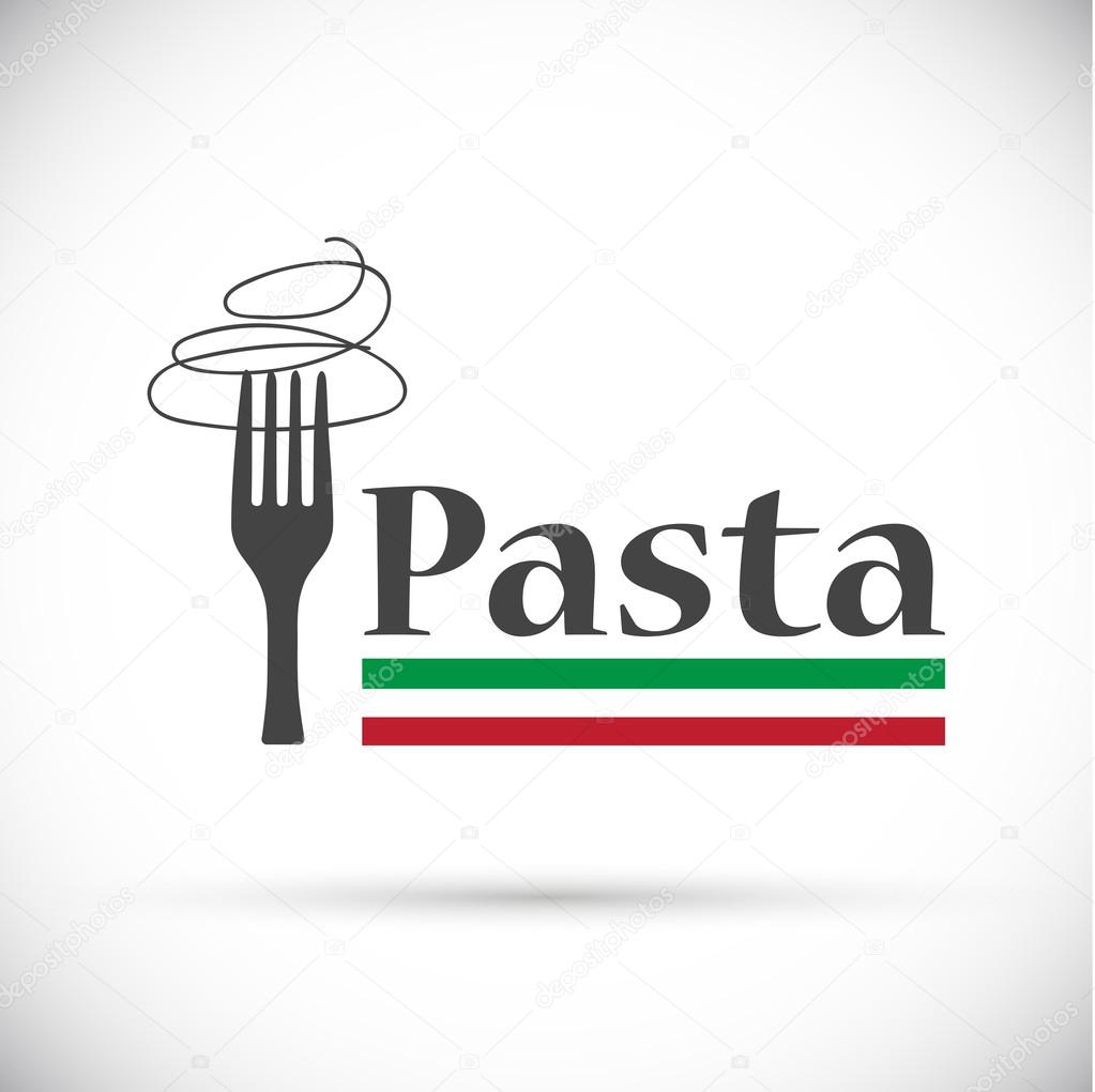 Vector logo fork with Italian pasta