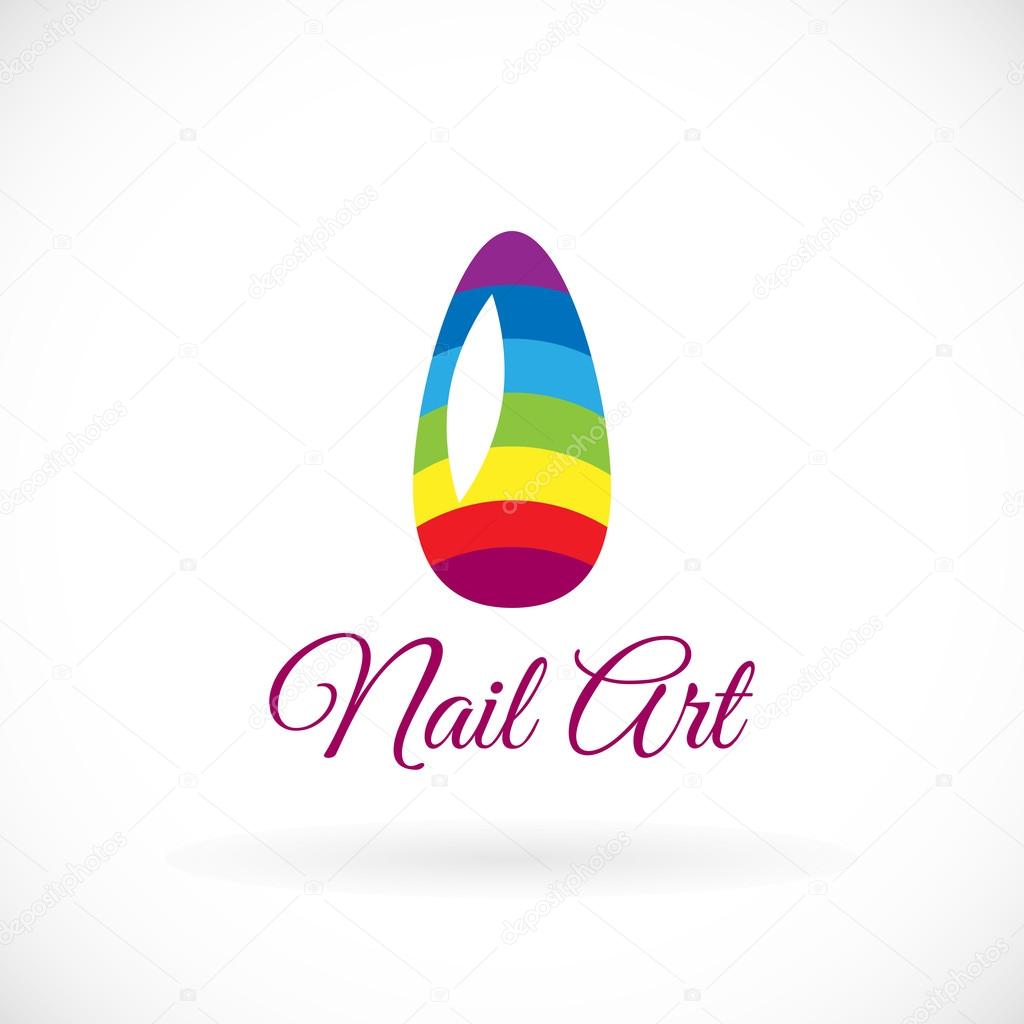 Shiny rainbow logo nail. Vector version