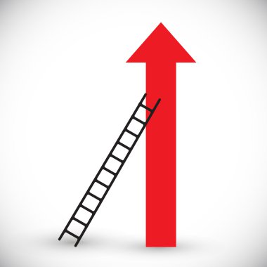 Kırmızı ok yukarı ve siyah merdiven