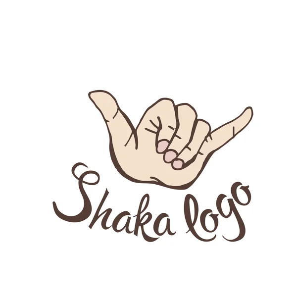 Shaka surf signo de la mano logo — Archivo Imágenes Vectoriales