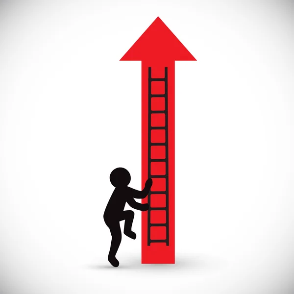 Flecha vermelha e escalada figura homem —  Vetores de Stock