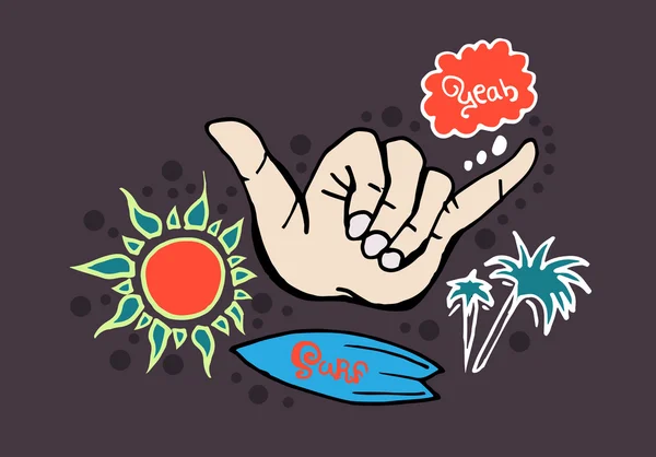 Шака surf руки знак — стоковий вектор