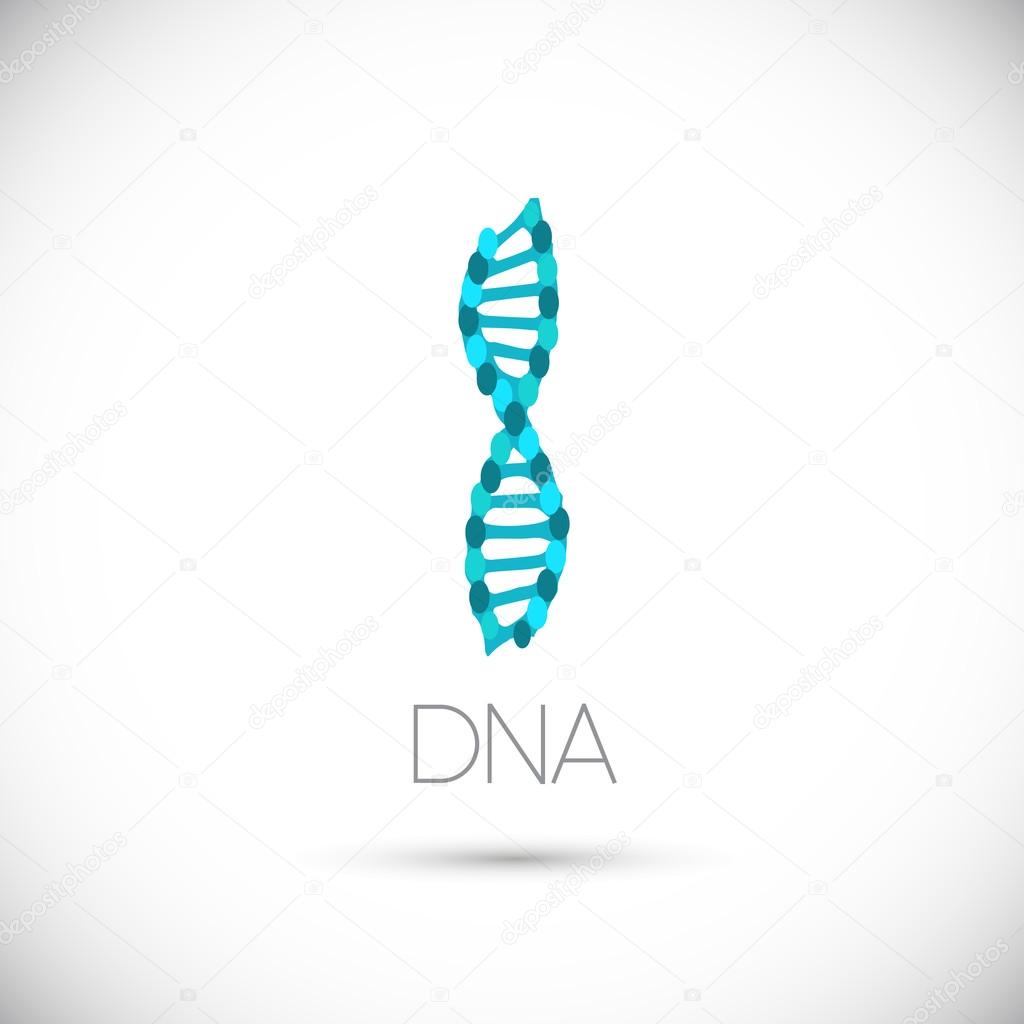 DNA strand symbol. Vector logo. Isolated on white background. Concept of genetic research, medical laboratory
