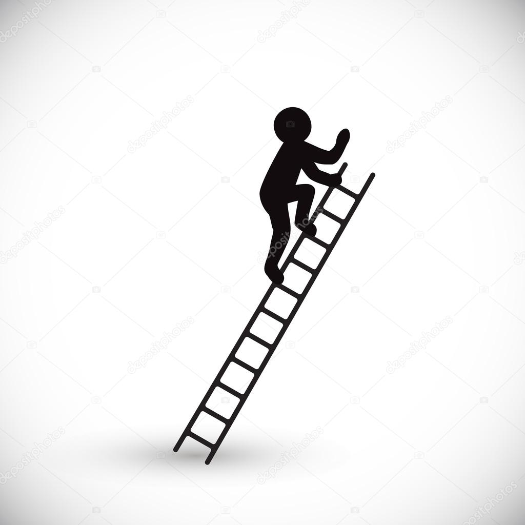 Silhouette of man climbs stairs Stock Vector by ©shekaka 83113718