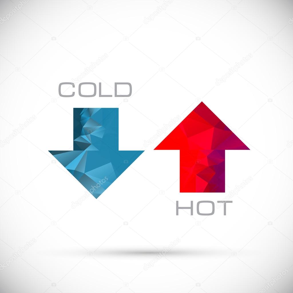 Crystal arrows. Hot and cold pointers. Vector illustration