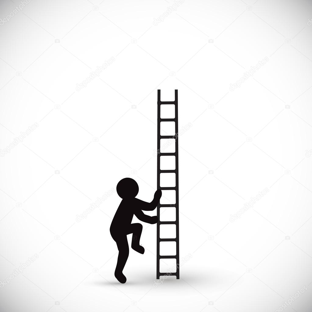 silhouette man climbs stairs up