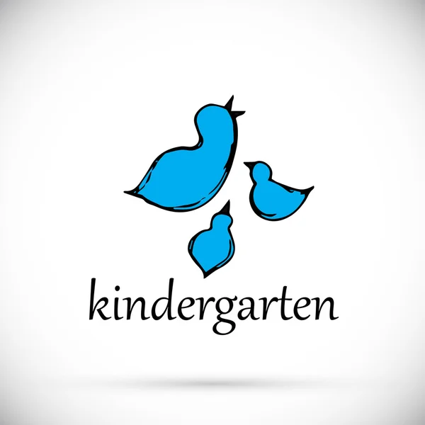 Logo de las aves de jardín de infantes — Vector de stock