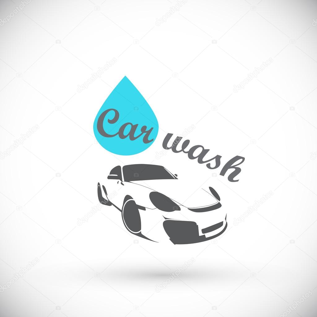 Silhouette car and drop. Car wash logo