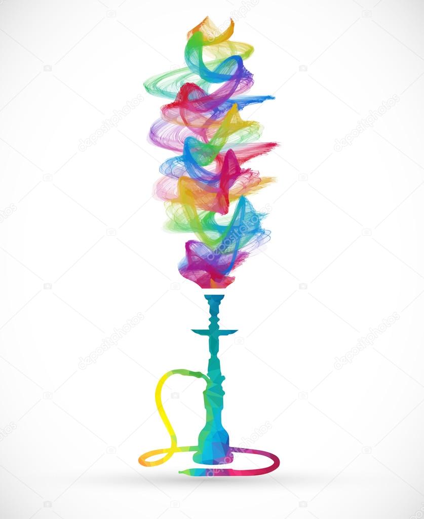 Hookah silhouette Bar Menu Cover illustration
