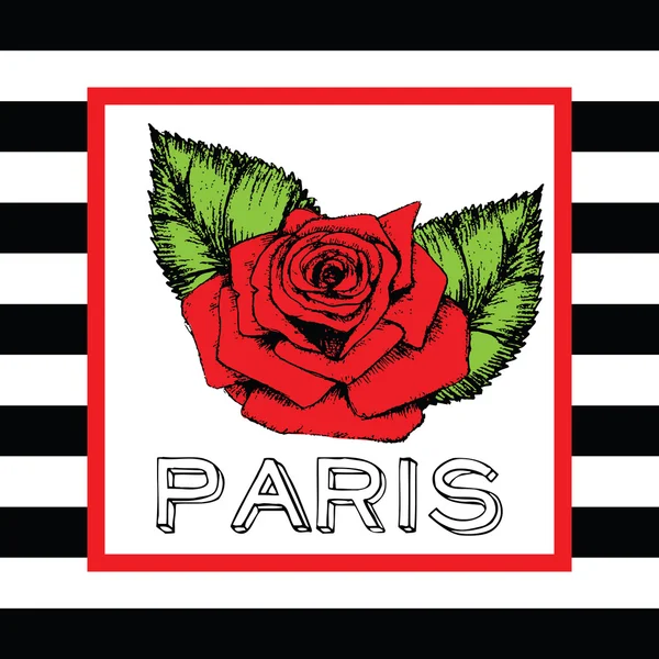 Parijs print met rose flowe — Stockvector